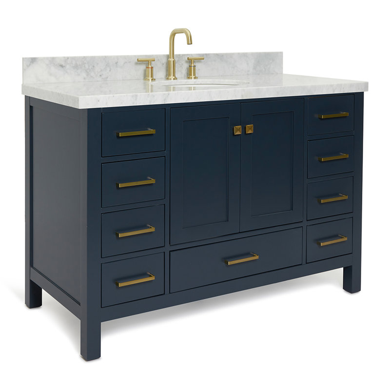 Ensemble de meuble-lavabo simple 49 po Cambridge, Oval, Bleu minuit