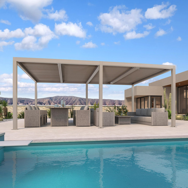 Pergola mauve à persiennes mauve 12 'x 20', toit rigide en aluminium avec toit rétractable réglable pour terrasse, jardin