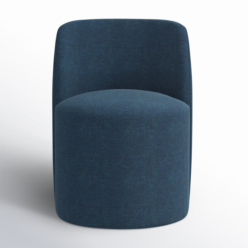 Begonia Upholstered Solid Wood Dining Chair, Zuma Navy Textured Linen