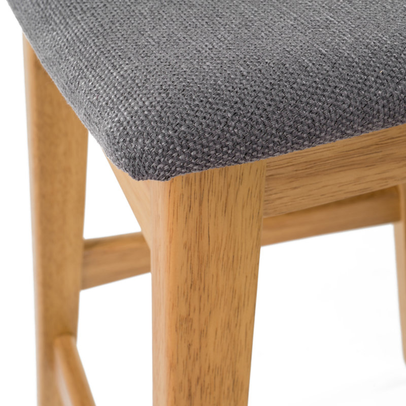 Ensemble de salle à manger en bois massif Ayobami, Chêne naturel, Gris foncé, 3 pièces (1 table, 2 chaises)