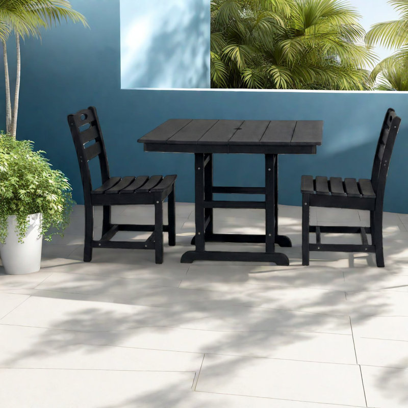 Compact Patio Dining Sets, Hdpe 3 Piece Modern Bistro Set For Patio