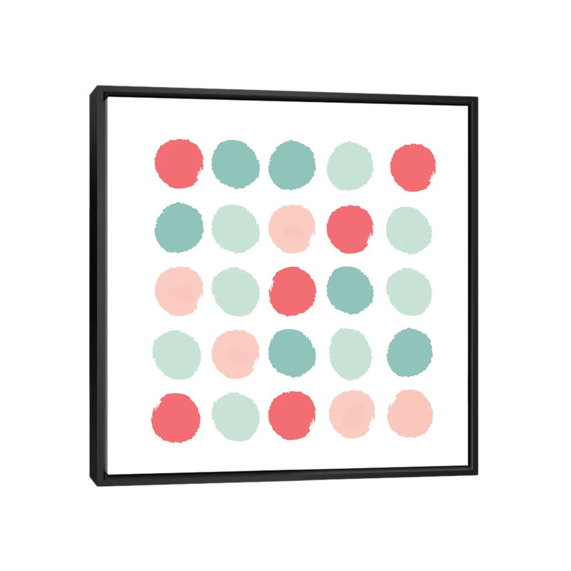 « joro points », impression sur toile, H 18 po x l 18 po x P 1,5 po, Toile avec cadre noir