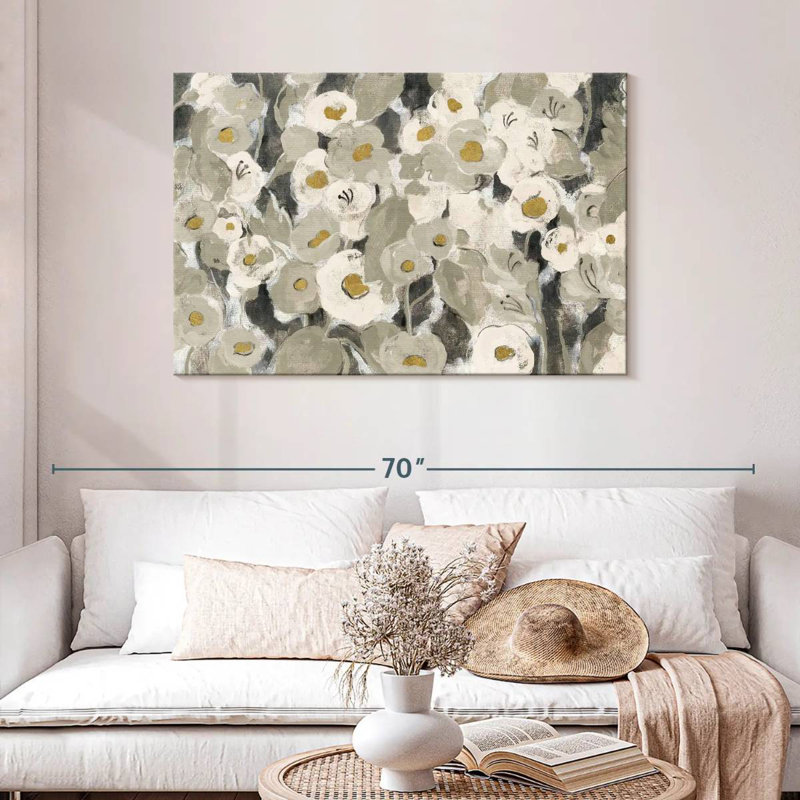Harnek fleurs veloutées neutres, H 30 po x l 45 po