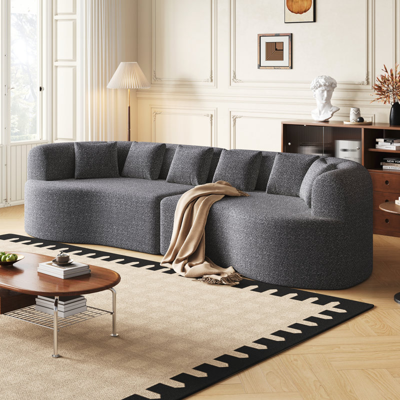 Canapé modulaire courbé, Tissu gris