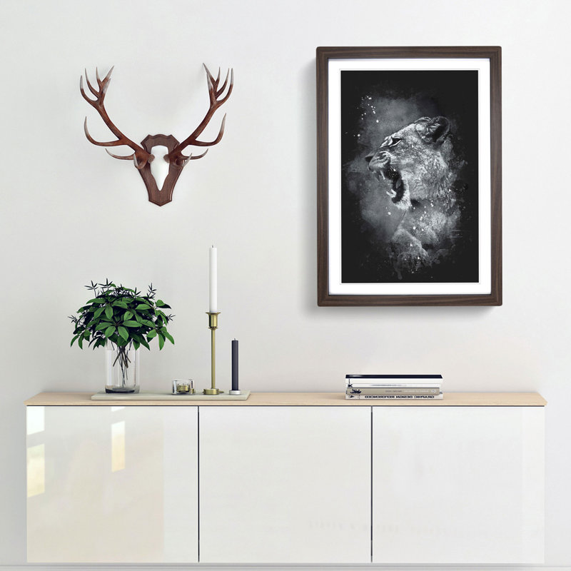 Fierce Lioness - Framed Print, Walnut Framed, 45cm H x 33cm W x 2cm D