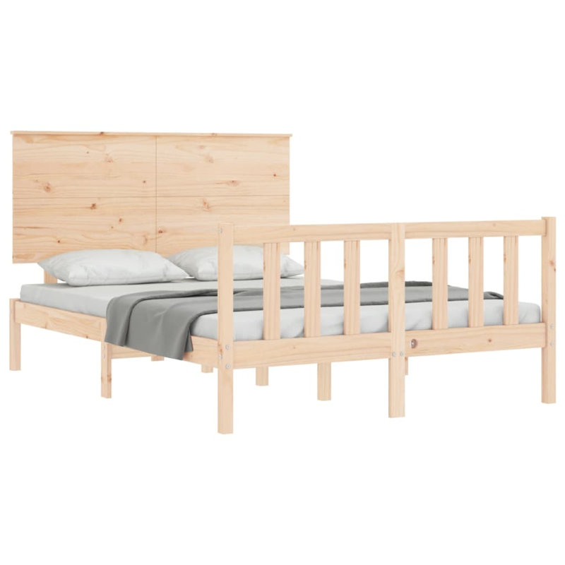 Bed Frame with Headboard, European Double (140 x 200cm), Natural