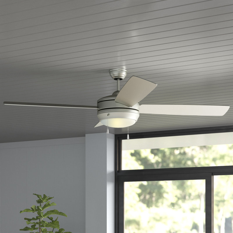 52'' Ceiling Fan, Brushed Satin Nickel with Brushed Nickel/Maple Bla