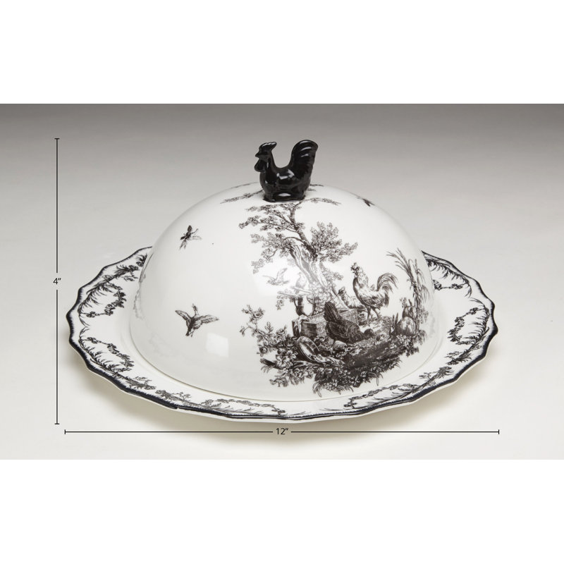 Plateau de service couvert Crawford, Noir / Blanc