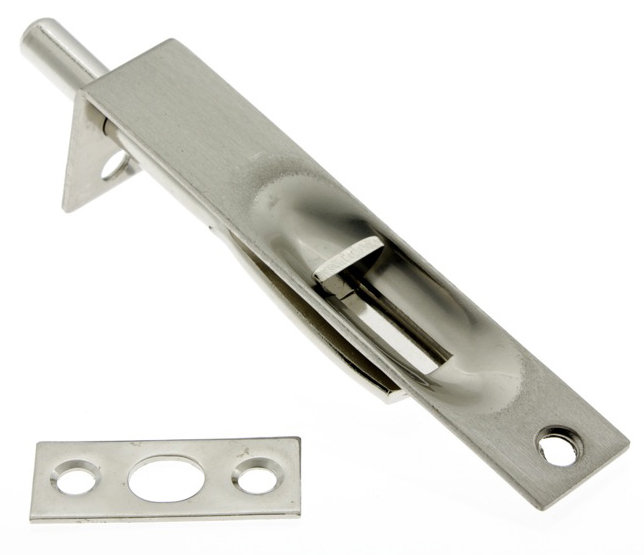 Solid Brass Flush Bolt with Square End, Satin Nickel