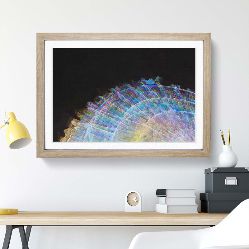 Lights of the Ferris Wheel in Abstract - Picture Frame Painting Print, 36cm H x 48cm W x 2cm D, Oak Framed