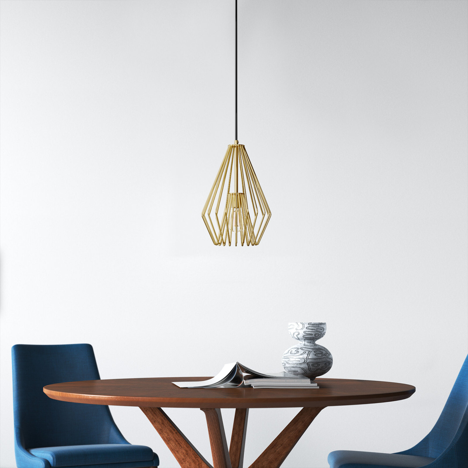 Frankie Single Light Metal Dimmable Pendant, 15.75" H x 9.25" W x 9.25" D, Metallic Gold
