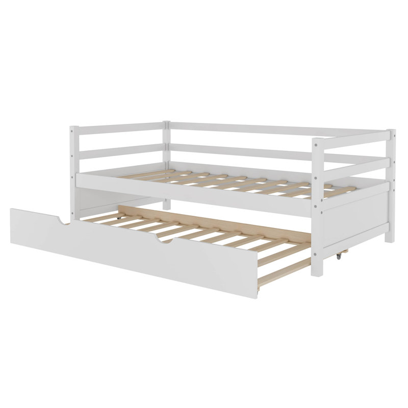 Lit plateforme simple avec lit gigogne, Blanc