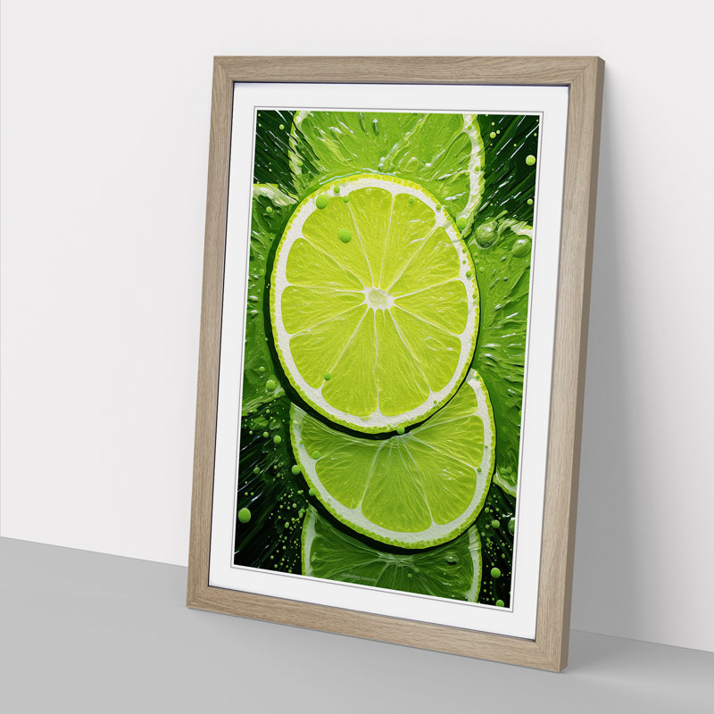 Sliced Lime No.2 Framed Print, 64cm H x 46cm W, Oak Framed