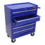 Coffre à outils bleu à 5 tiroirs, armoire de rangement verrouillable avec 4 roulettes (2 verrouillables), tiroirs à roulement à billes et conception connectable pour le garage-1360794602