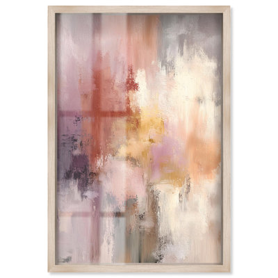 Décoration murale abstraite Hazy Sunset I Shadowbox Print par Art Remedy, cadre blond, 21 x 31
