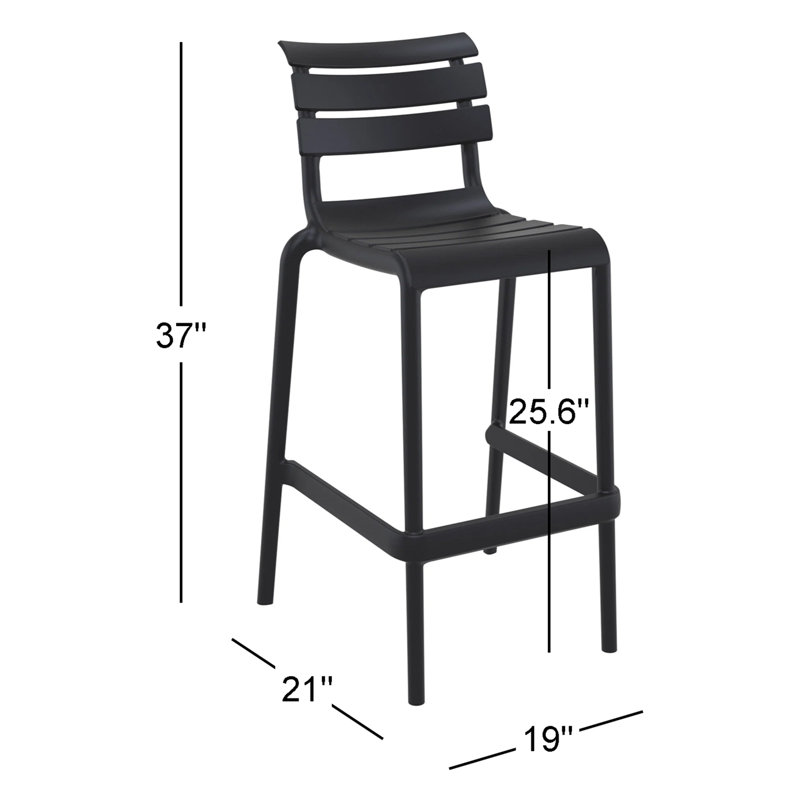 Tabouret de comptoir d'extérieur Ruta, Noir, 25.60"