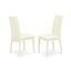 L'ensemble 5 pièces de table et chaises de cuisine comprend une table de salle à manger ronde avec piédestal et 4 chaises rembourrées en tissu de lin, blanc lin-760914546-760914549