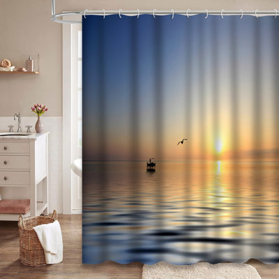 Rideau de douche avec 12 crochets Sunrise Sea
