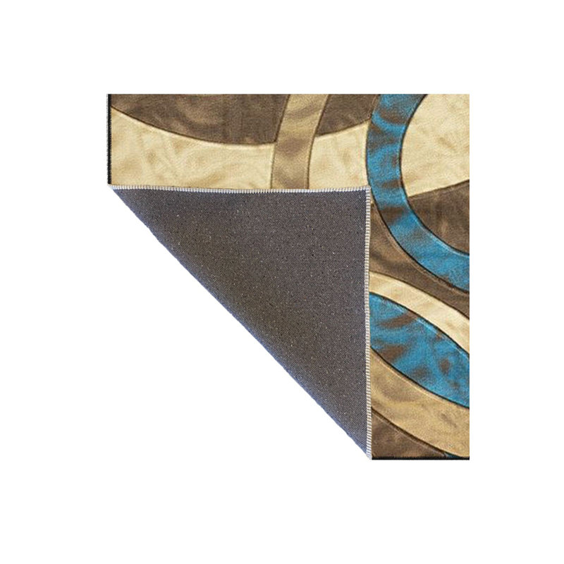 Tapis décoratif bleu à disque peint lavable à la machine, Sous-tapis carré 3 pi 3 po inclus