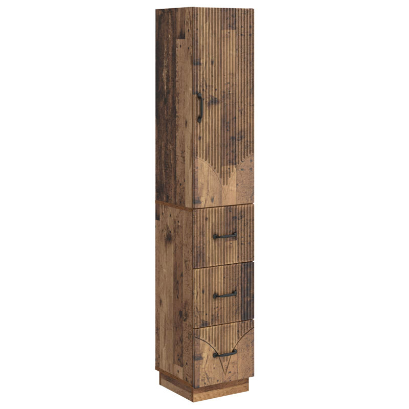  Cabinet Set 2 Pcs Engineered Wood Storage Home Organization Office, Old Wood