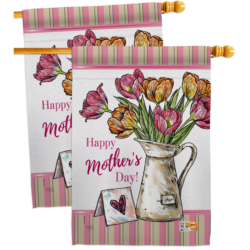 Bouquet de fleurs de 2 côtés 40 x 28 po mère day bouquet drapeau maison