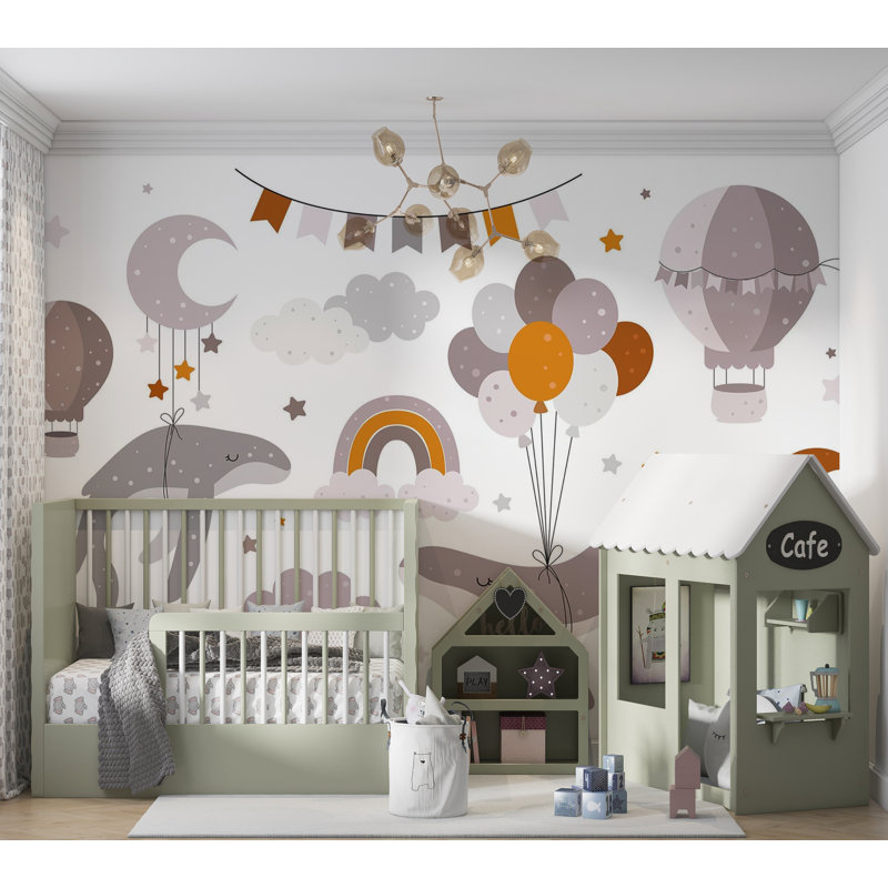 Murale pelez et collez de qualité supérieure - Whimsical Sky Friends, L 150 po x L 108 po