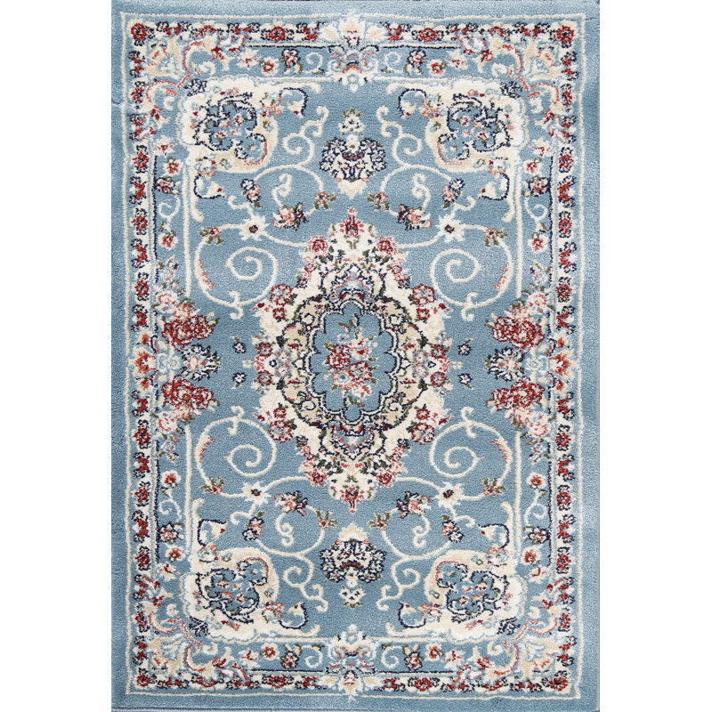 Tapis oriental transitionnel bleu clair 2X3, Rectangle 2 pi 7 po x 4 pi 11 po
