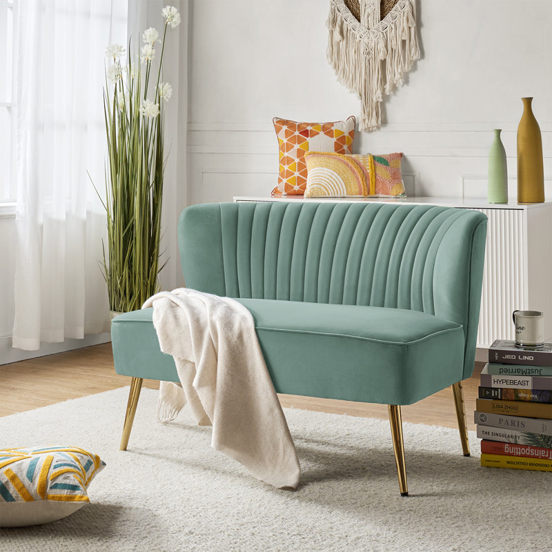 Euclid 47" Velvet 2-Seat Armless Loveseat, Sage