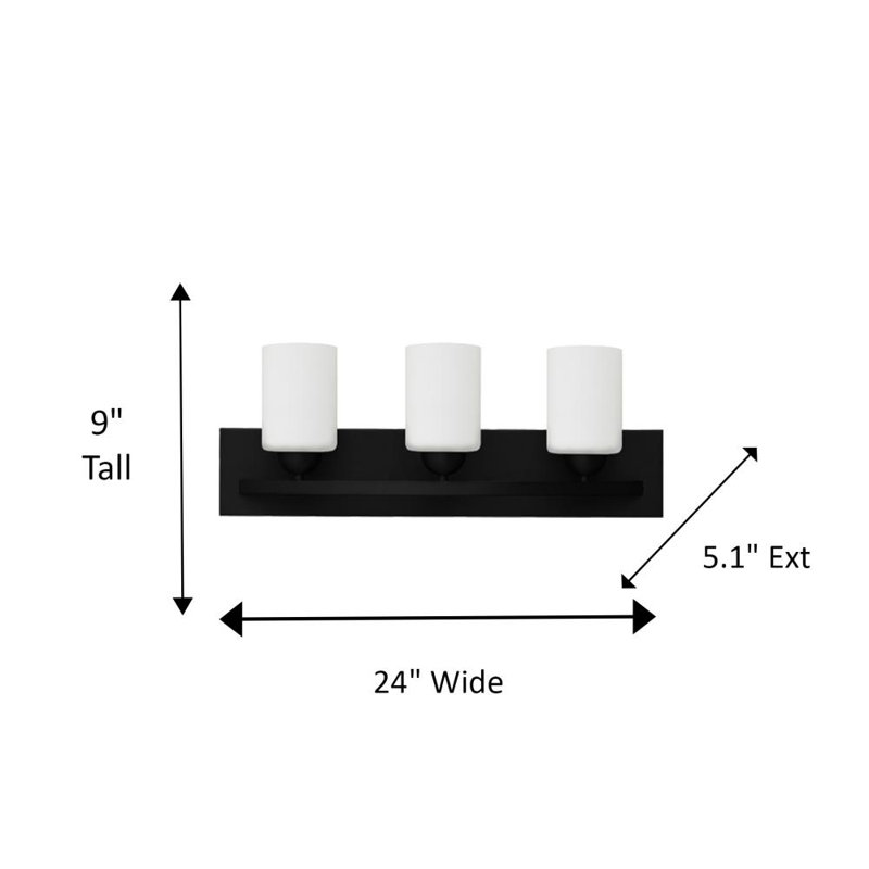 Éclairage pour meuble-lavabo à intensité variable Aimilia, 3, Noir