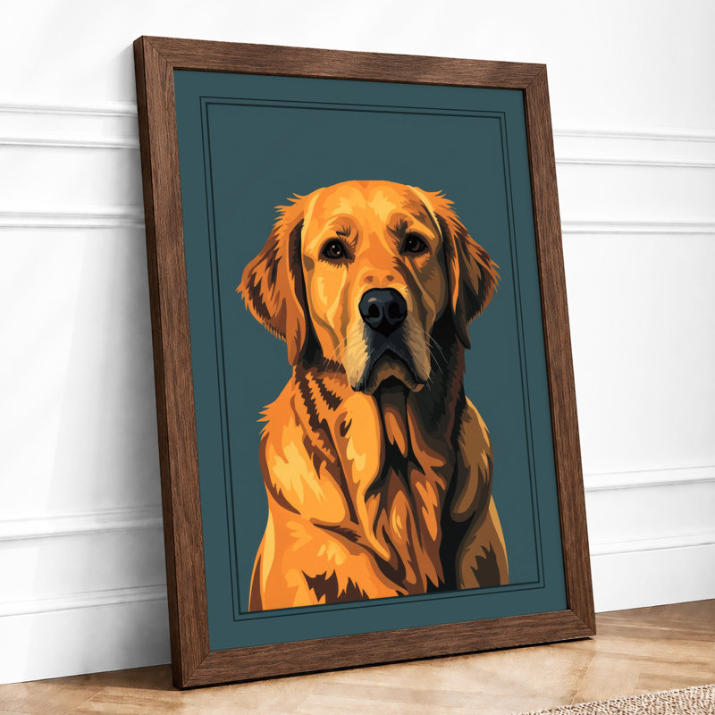 Golden Labrador Portrait Modern - Framed Print, A1 - 84.1 x 59.4 cm, Walnut