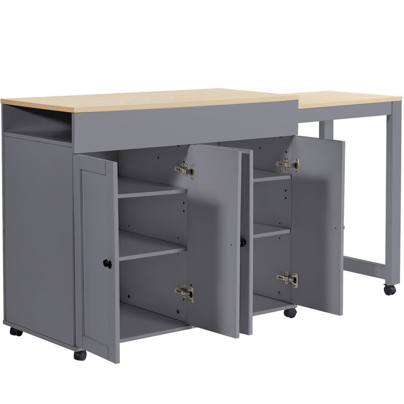 Wood Kitchen Island, Grey