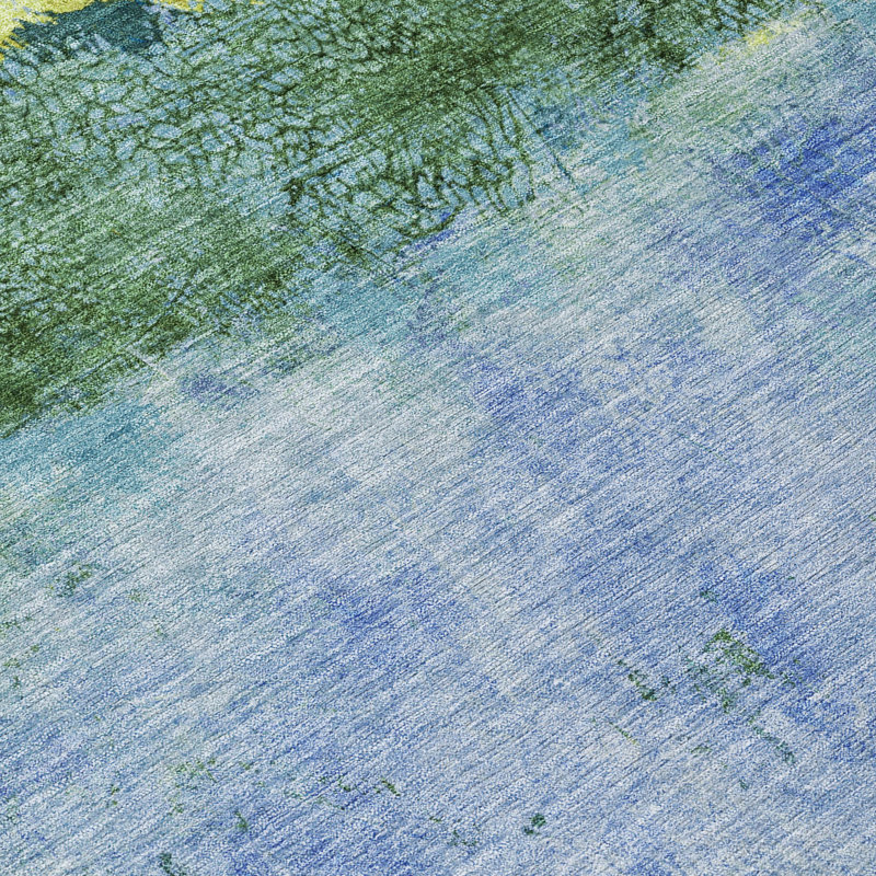 Tapis bleu intérieur / extérieur lavable à la machine Cinead ACN1716, Rectangle 10 pi x 14 pi