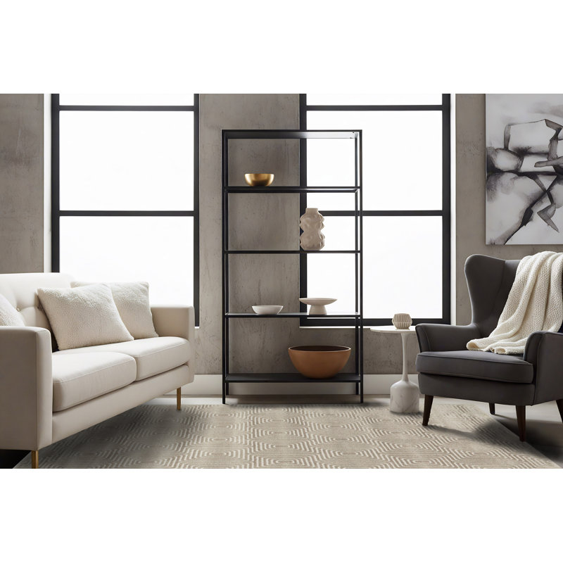 Tapis gris à motif géométrique Kemilly, Rectangle 7 pi 10 po x 10 pi 10 po