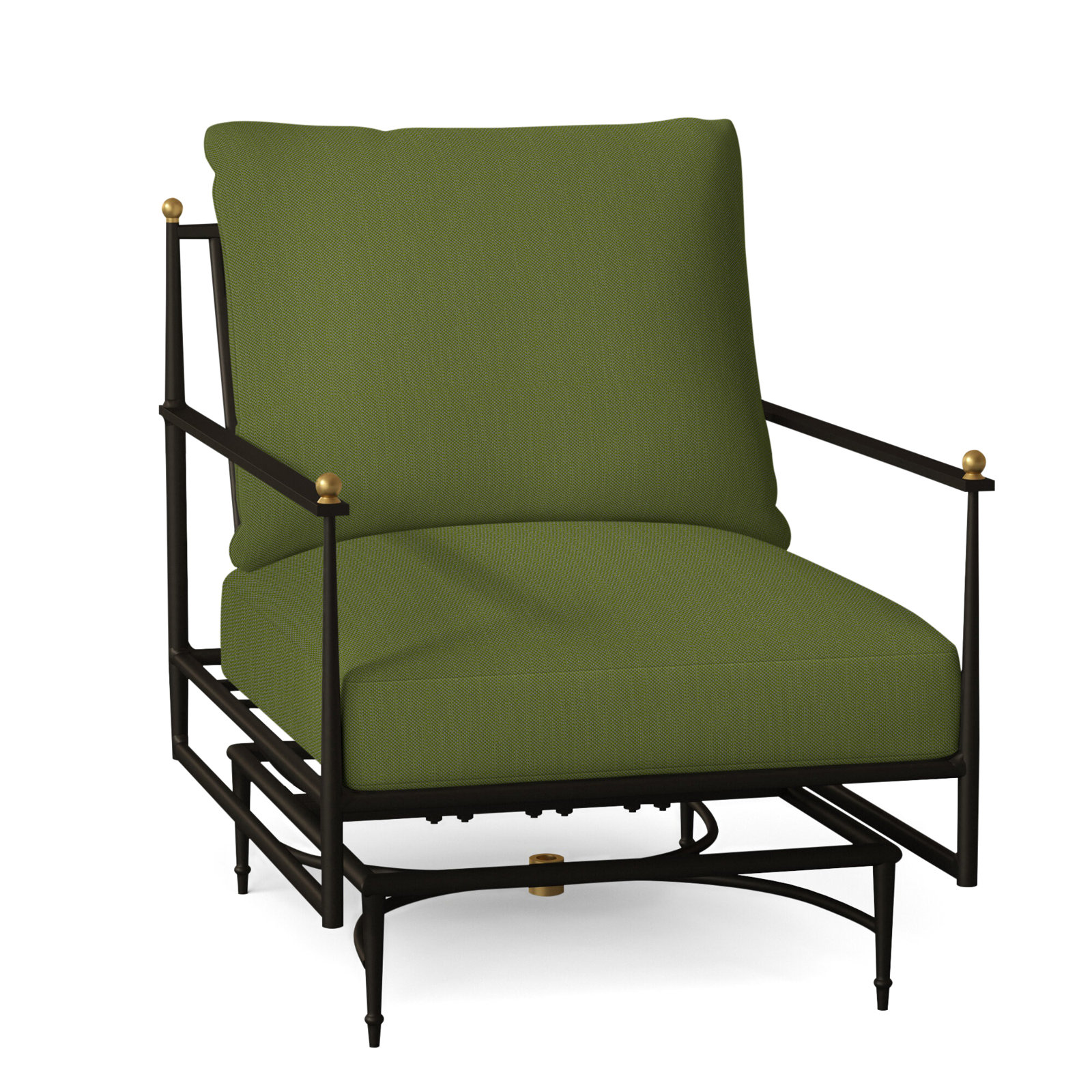 Roma Wrought Aluminum Outdoor Spring Lounge Chair, Natural White, No Welt, Standard Plus