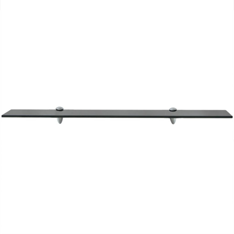 Wall Shelf Floating Display Shelf with Clip Brackets Tempered Glass, 0.3" H x 7.9" W x 31.5" L, Black