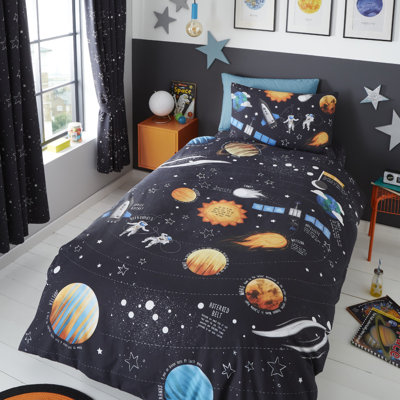 Bahena Solar System Navy Blue Duvet Cover Set
