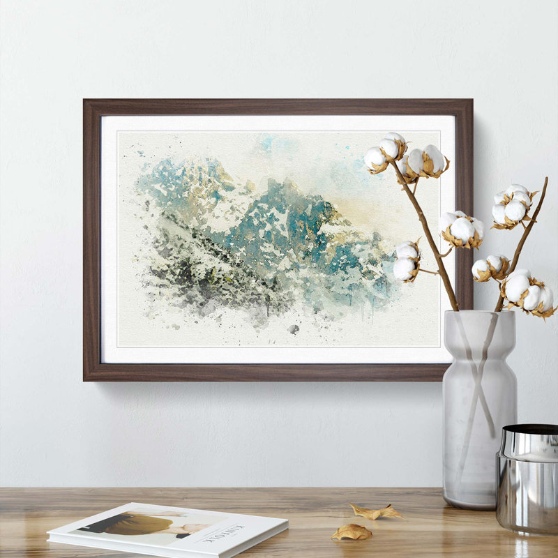 The Tatra Mountains in Slovakia in Abstract - Picture Frame Graphic Art Print, 50cm H x 76cm W x 2cm D, Walnut