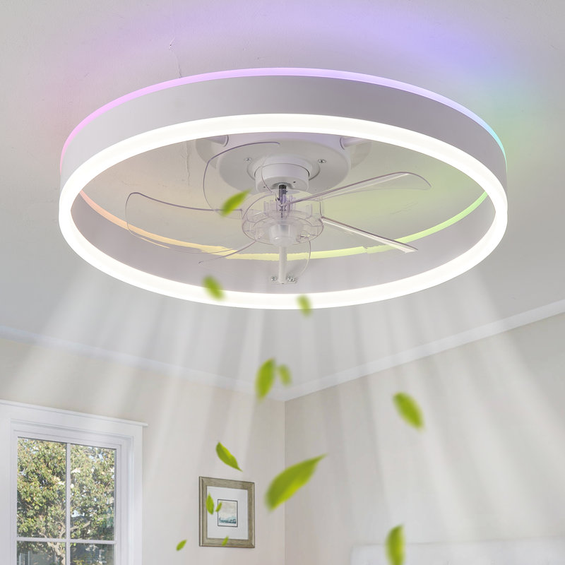 Jamescia 19.3''Modern Ceiling Fan with Light with,6-Speed Cooling, RGB & Dynamic Color Optionsm,Suitable for Bedroom