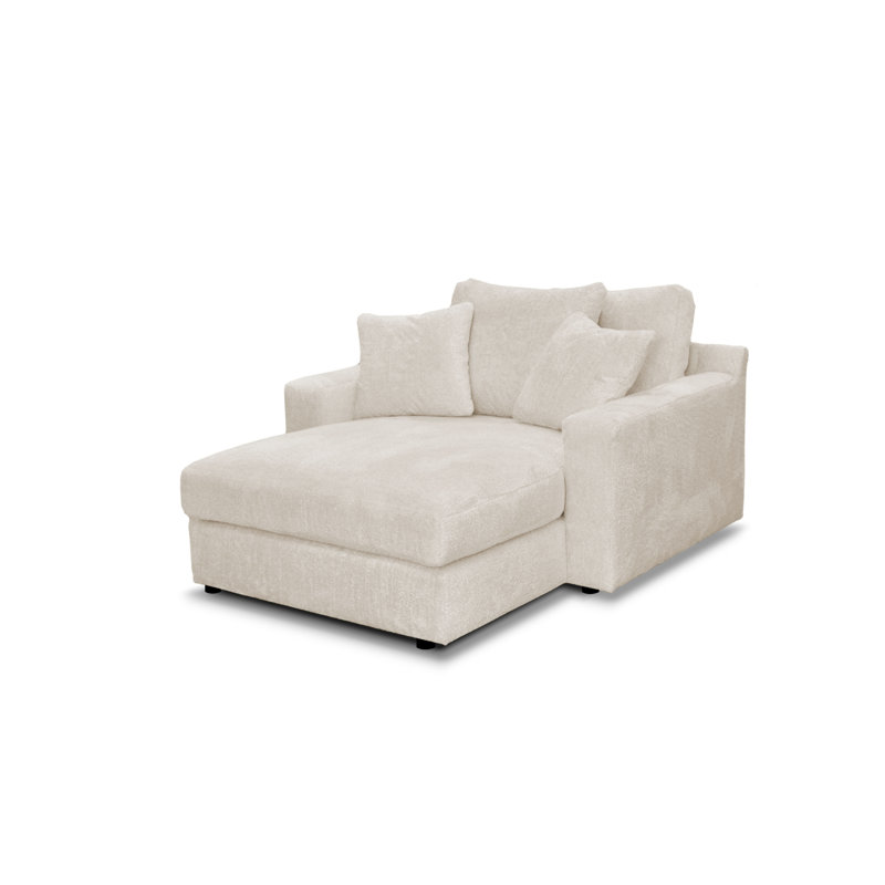 Caegan Upholstered Chaise Lounge, Sand Boucle