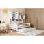 Lit de jour en bois avec lit gigogne simple et rangement, conception simple, apparence blanche entièrement faite de bois - tablette d'armoire polyvalente-319284274-319284272