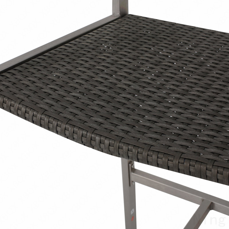 Outdoor 29.50" Rust-Proof Aluminum Barstools With Pe Rattan Seat And Backrest, Set Of 2, Silver & Grey