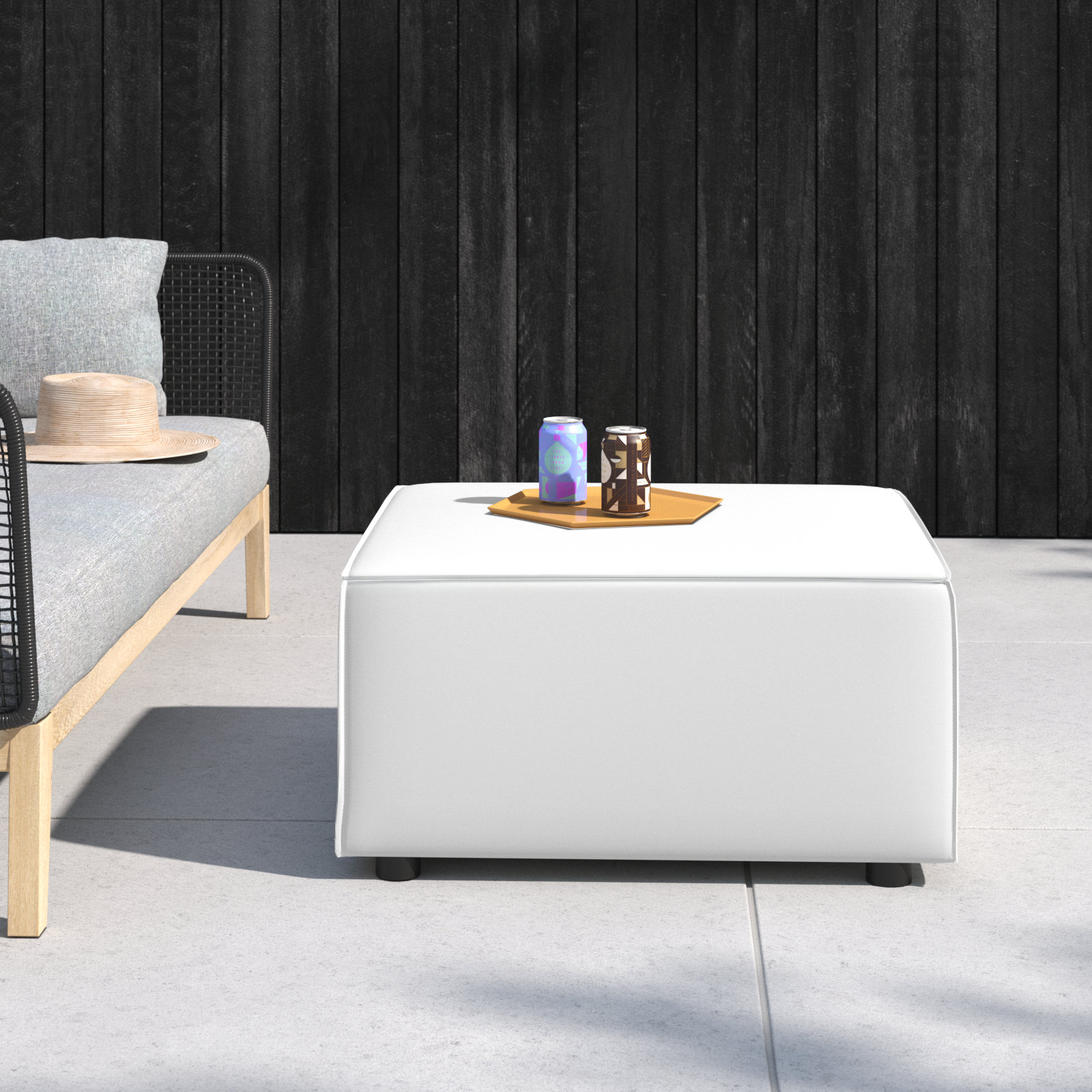 Modway Saybrook Patio Ottoman, White