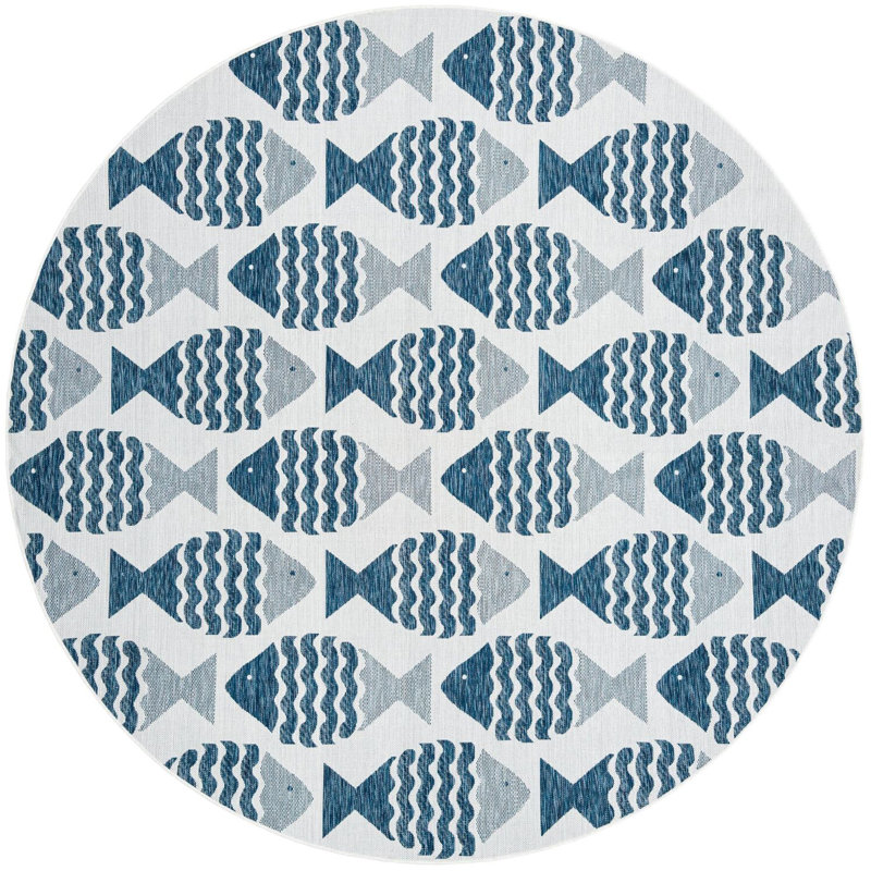 Tapis contemporain bleu marine Daitzman, Rond 10pi