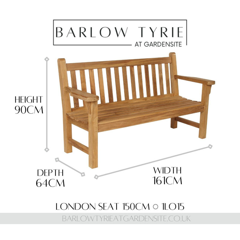 London Outdoor Teak Bench, 35" H x 63" W x 25" D
