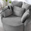 Fauteuil d'appoint rond en velours côtelé 360 ° avec 5 coussins décoratifs et support de téléphone réglable-123038228