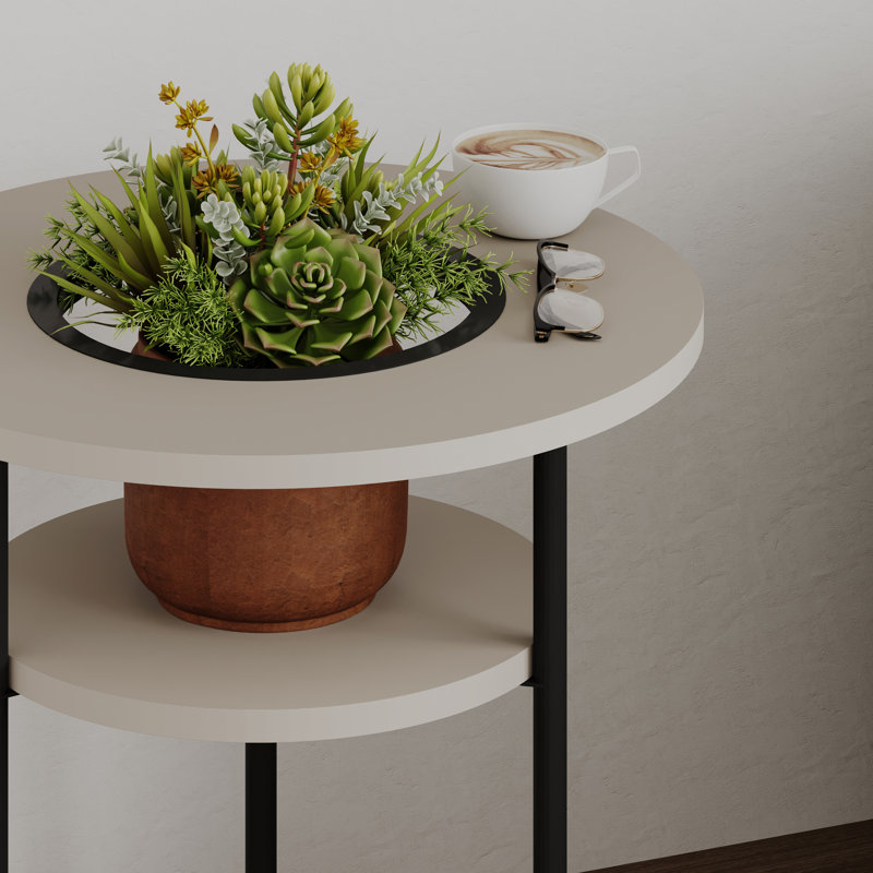 Flat Circle Side Table, Sandstone