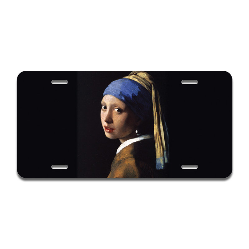 Fille avec cadre de plaque en aluminium