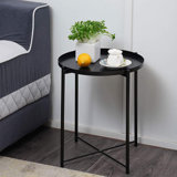 Otwell Steel Tray Top Cross Legs End Table
