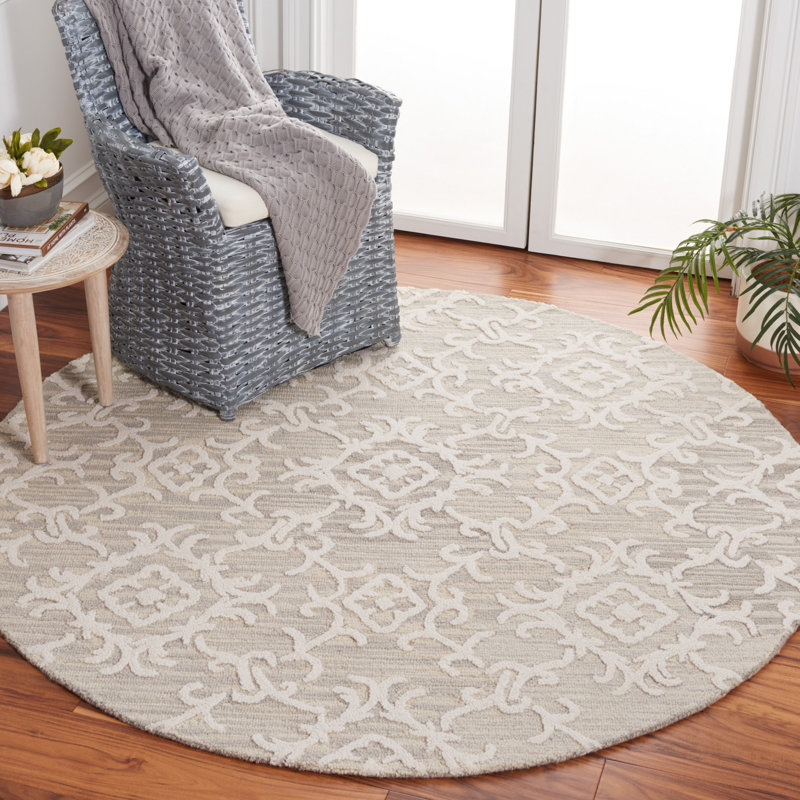 Tapis oriental en laine touffeté à la main Keyesport Blossom, Rond 6 pi