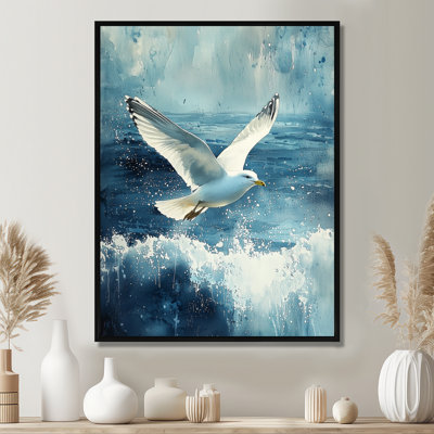 Awi Seagull In The Breeze III - Bird Framed Canvas Print Wall Art